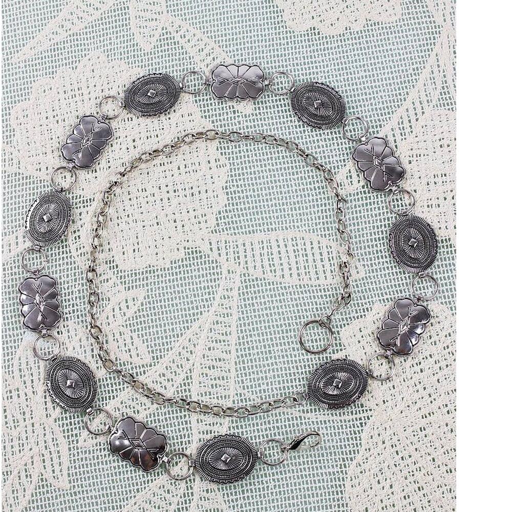 Silver Geometric Western Chain Belt Cowgirl Accessory